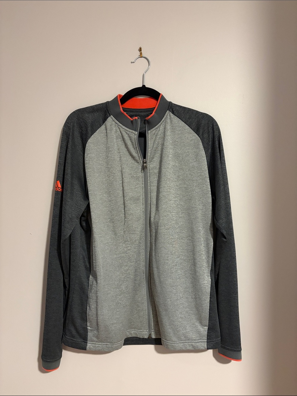 adidas Grey & Charcoal Athletic Zip Jacket with Orange Accents